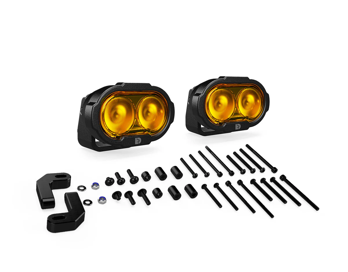 DL2 Fender-Mounted Motorcycle Driving Light Kit (Clear, Amber, or Yellow) - Image 3