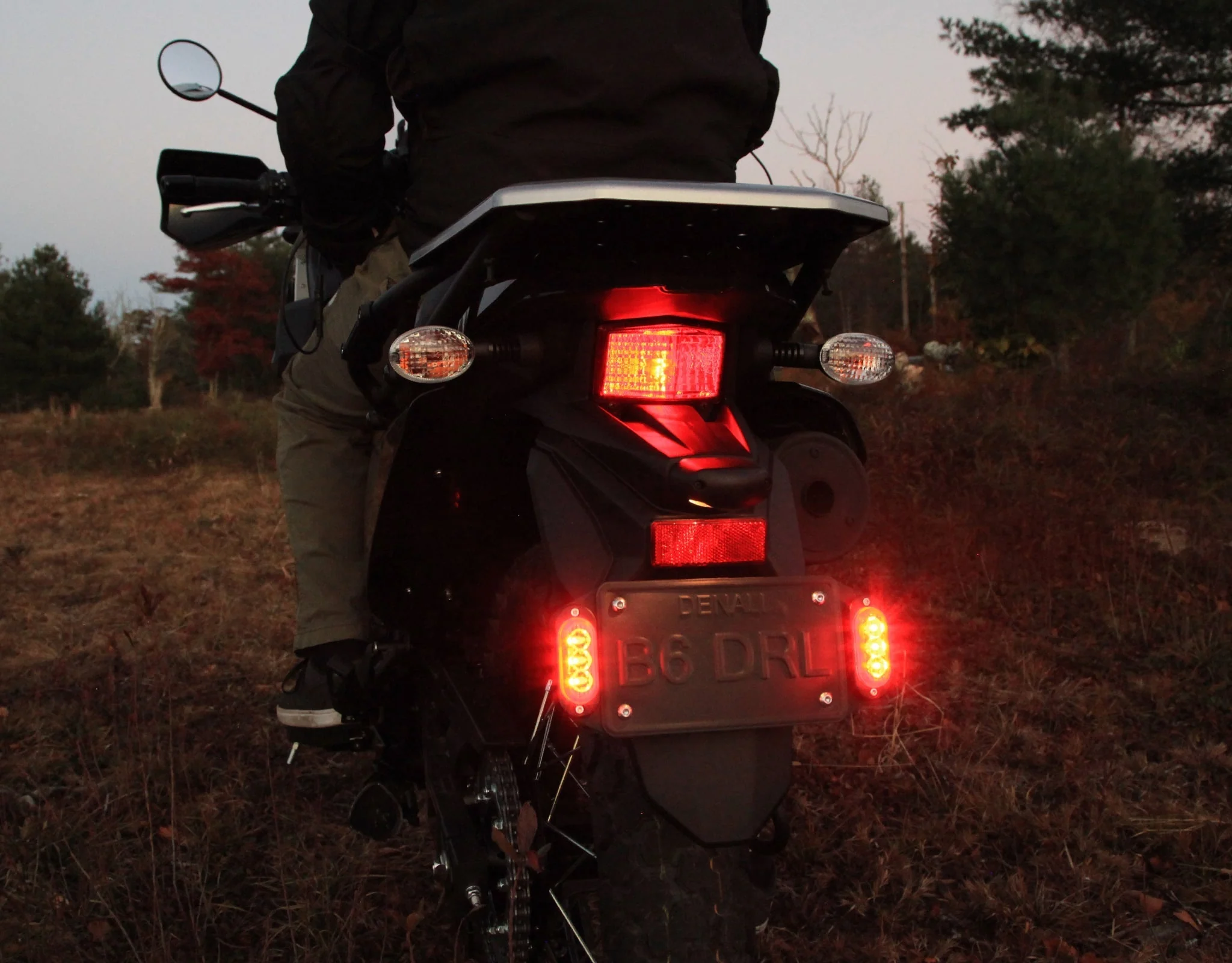 Plug-&-Play Rear T3 Turn Signal License Plate Kit for Kawasaki KLR650 - Image 2